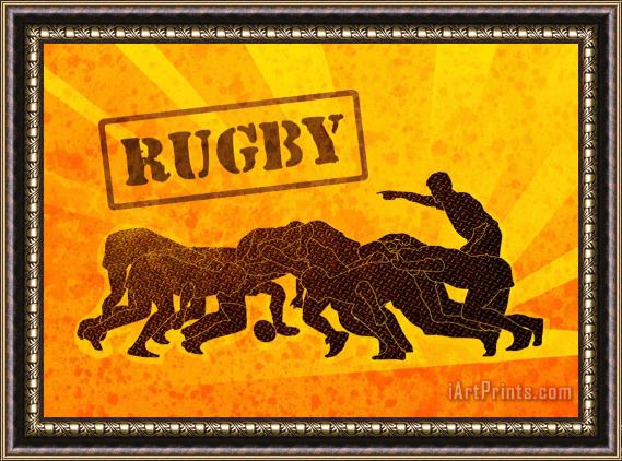 Collection 10 Rugby Players Engaged In Scrum Framed Print