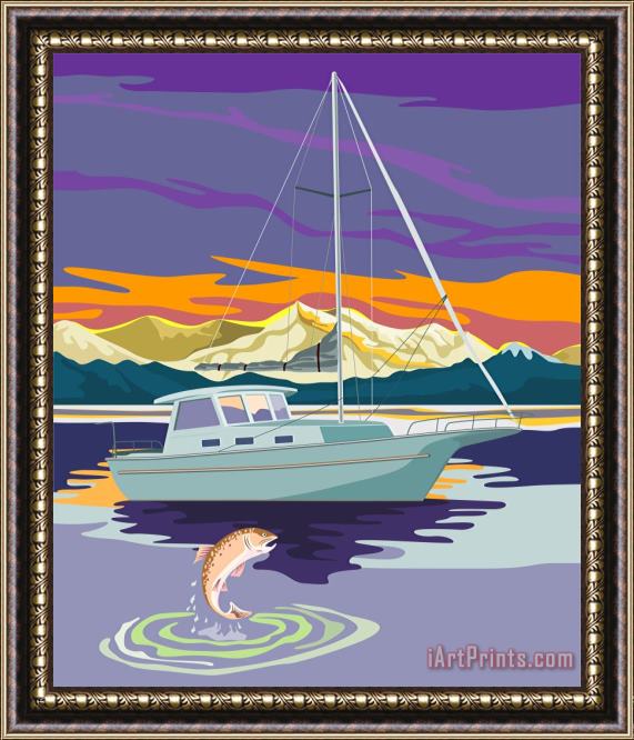Collection 10 Sailboat Retro Framed Painting