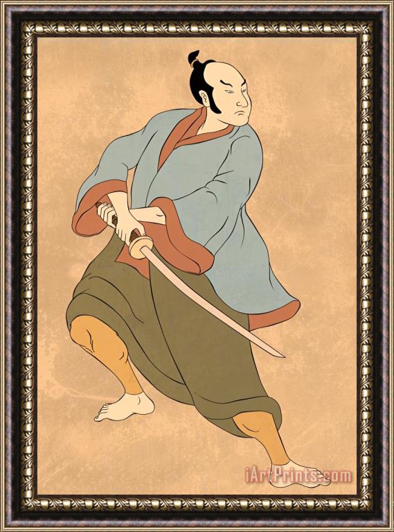 Collection 10 Samurai warrior with katana sword fighting stance Framed Print
