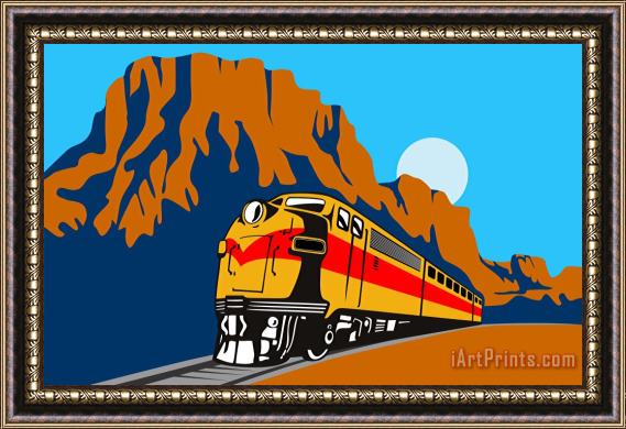 Collection 10 Train traveling with canyon Framed Painting