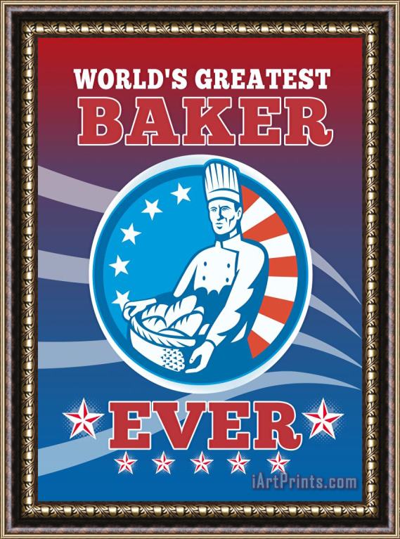 Collection 10 World's Greatest Baker Greeting Card Poster Framed Print