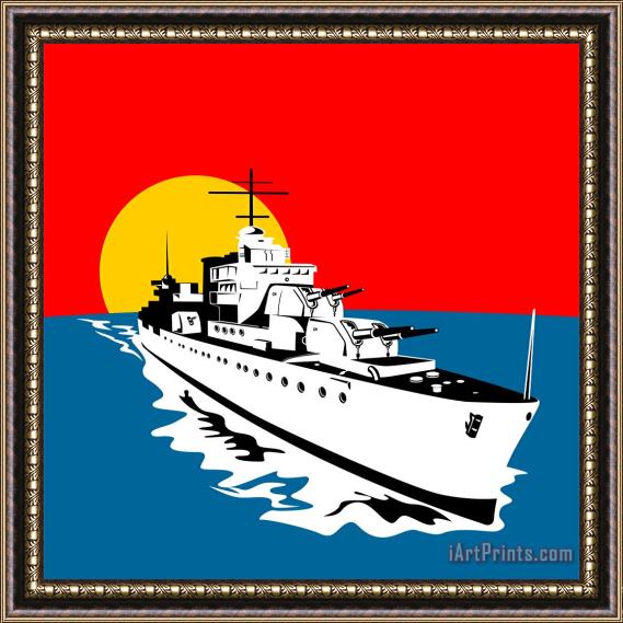 Collection 10 World War Two Battleship Warship Cruiser Retro Framed Print