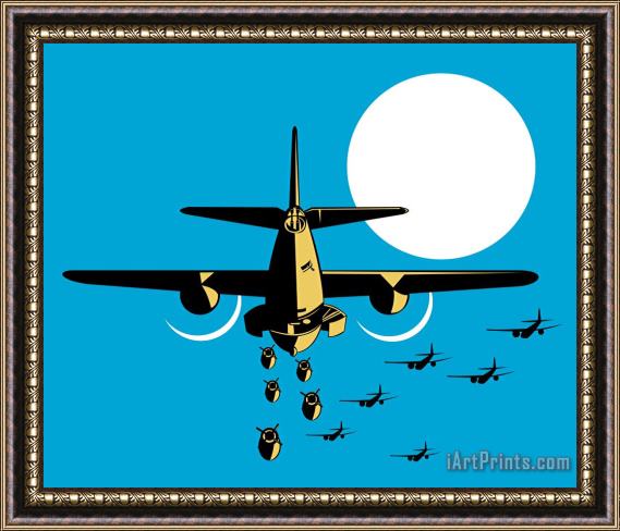Collection 10 World War Two Bomber Airplanes Drop Bomb Retro Framed Print