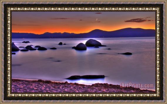 Collection 14 Crescent Moon Above Tahoe Framed Print