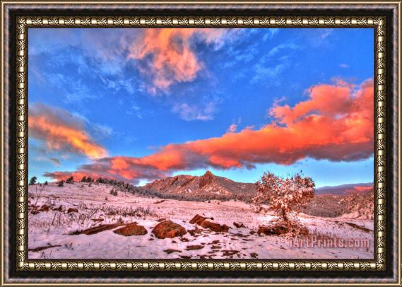 Collection 14 Red White and Blue Winter Framed Painting