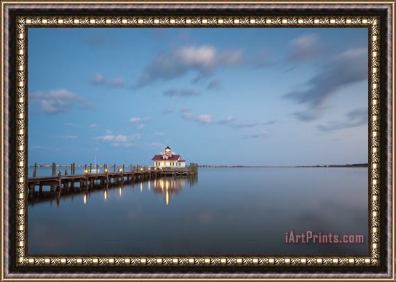 Collection 3 Roanoke Marshes OBX Lighthouse Blue Hour Dusk Framed Print