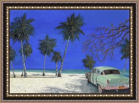 Collection 7 Auto Sulla Spiaggia Framed Painting