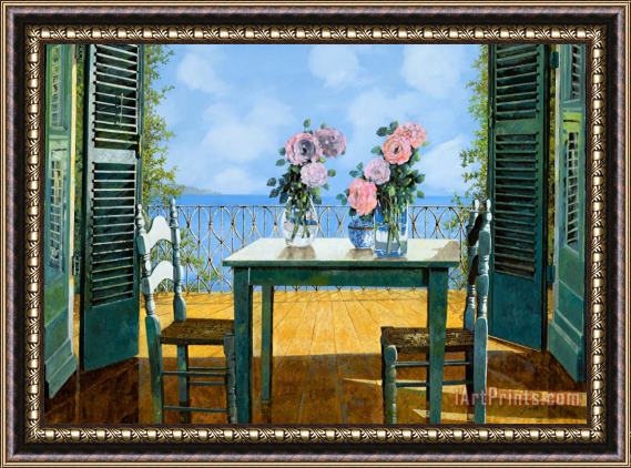 Collection 7 Le Rose E Il Balcone Framed Painting