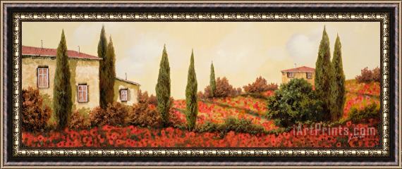 Collection 7 Tre Case Tra I Papaveri Framed Painting