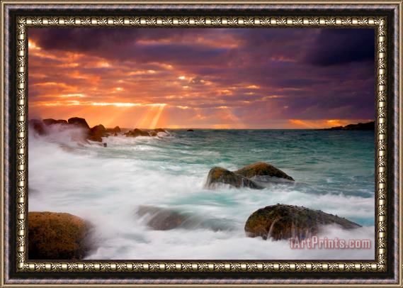Collection A Spectacular Sunrise Over The Turbulent Waters of Horseshoe Bay Framed Painting