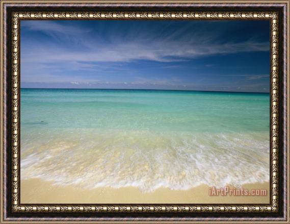 Collection Clear Blue Water And Wispy Clouds Along The Beach at Cancun Framed Painting