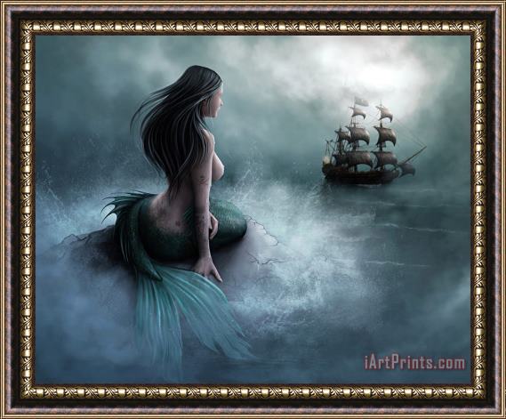 Collection Mermaid And Pirate Ship Framed Print