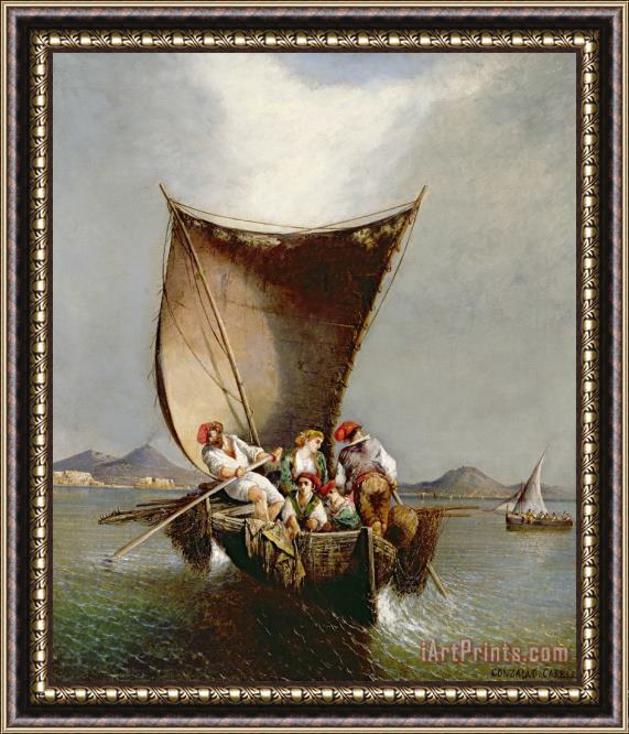 Consalvo Carelli The Fisherman's Family Framed Painting