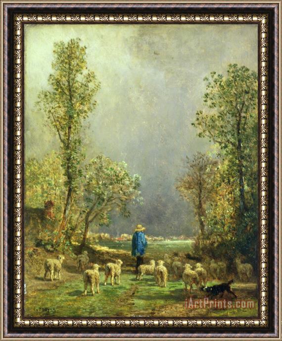 Constant-Emile Troyon Sheep watching a Storm Framed Print