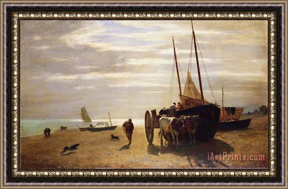 Constant Troyon Beach at Trouville Framed Painting