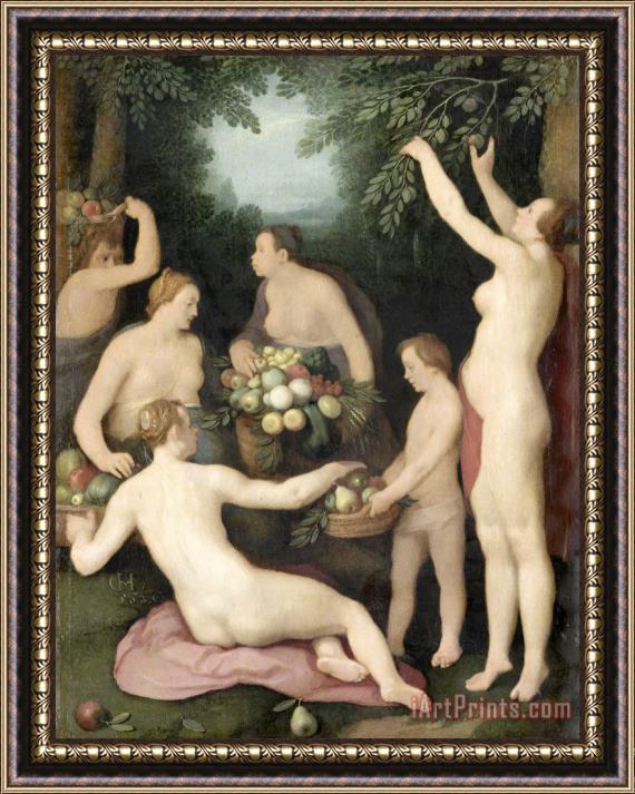 Cornelis Cornelisz. van Haarlem Pomona Receiving The Harvest of Fruit Framed Painting