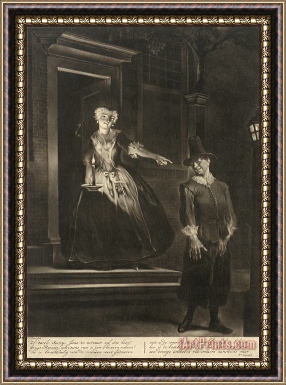 Cornelis Troost Jan Claasz of De Gewaande Dienstmaagd: De Liefdesverklaring Van Reinier Adriaansz Framed Painting
