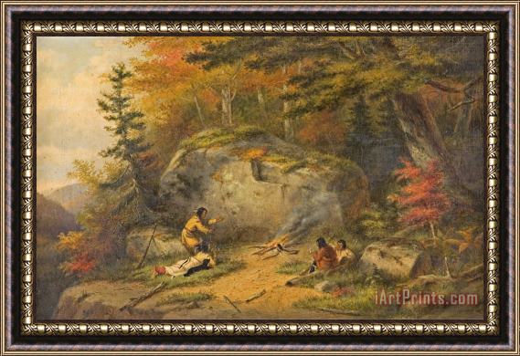 Cornelius Krieghoff Autumn In West Canada Chippeway Indians Framed Print