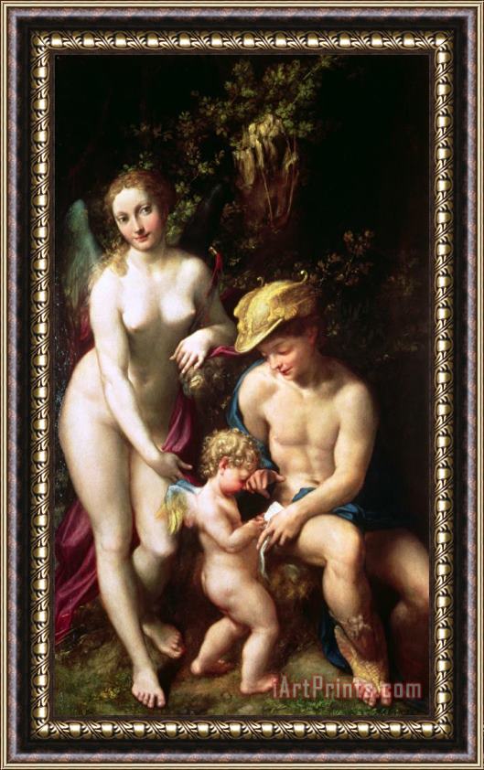 Correggio Venus with Mercury And Cupid ('the School of Love') Framed Painting