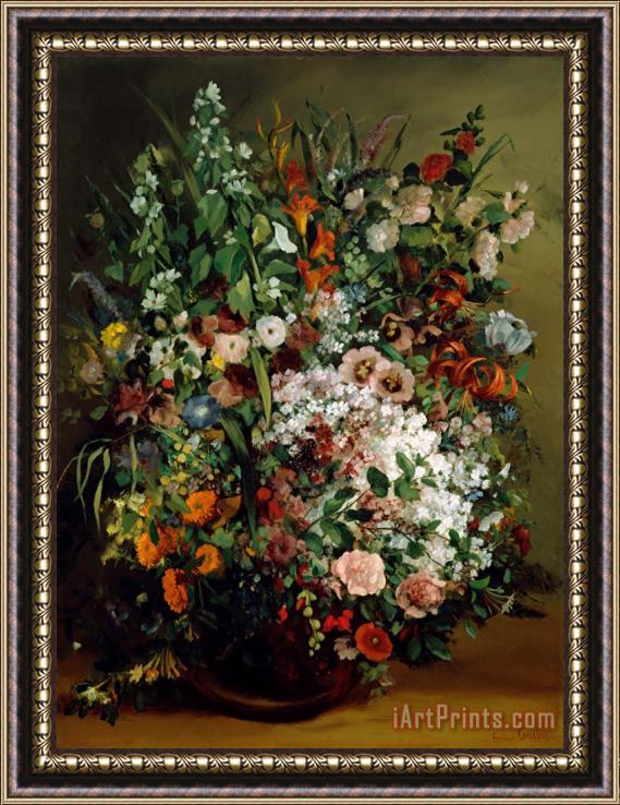 Courbet, Gustave Bouquet of Flowers in a Vase Framed Print