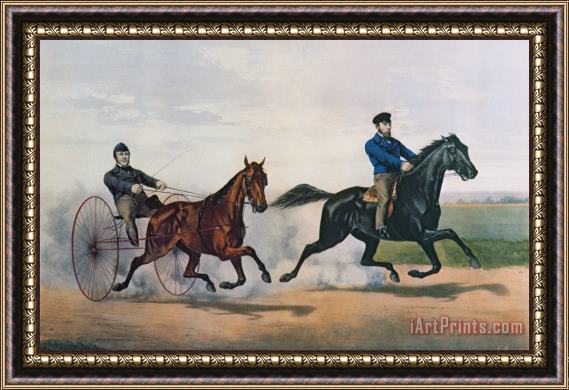 Currier and Ives Flora Temple And Lancet Racing On The Centreville Course Framed Painting