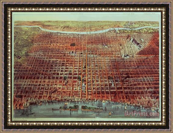 Currier and Ives General View of Philadelphia Framed Painting