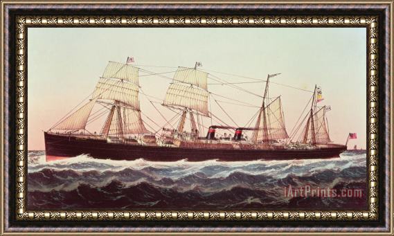 Currier and Ives Guion Line Steampship Arizona Of The Greyhound Fleet Framed Painting