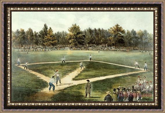 Currier and Ives The American National Game of Baseball Grand Match at Elysian Fields Framed Print