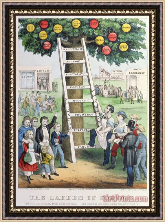 Currier and Ives The Ladder of Fortune Framed Painting