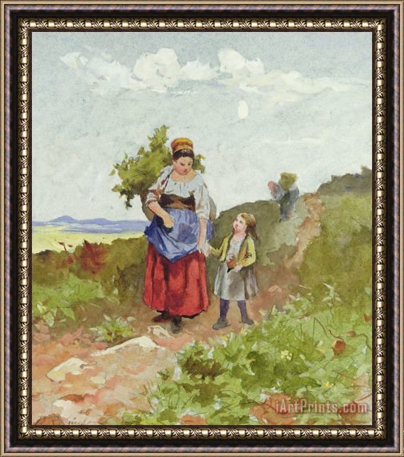 Daniel Ridgway Knight French Peasants on a Path Framed Painting
