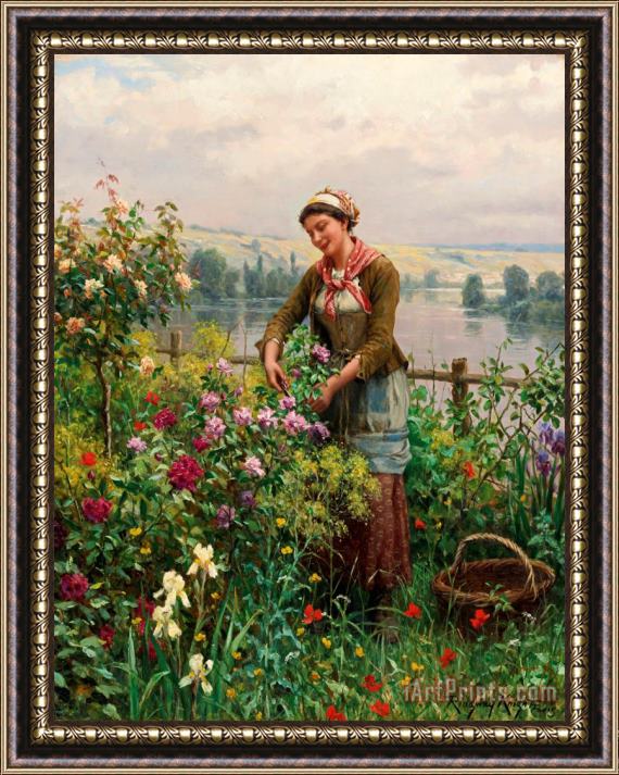 Daniel Ridgway Knight In The Garden Framed Painting