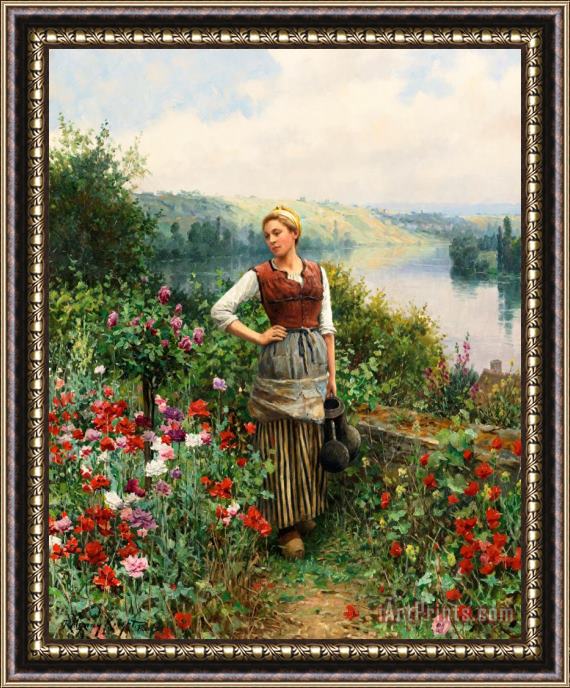 Daniel Ridgway Knight On The Terrace at Rolleboise Framed Print