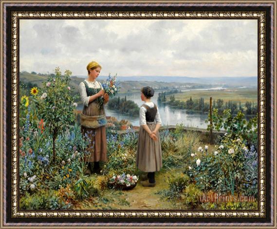 Daniel Ridgway Knight Picking Flowers Framed Print