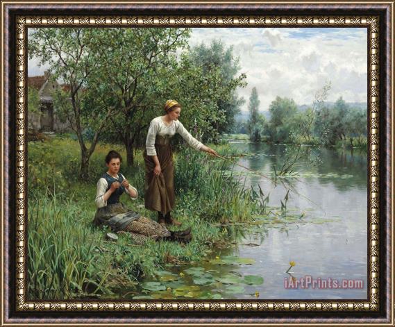 Daniel Ridgway Knight Two Women Fishing Framed Painting