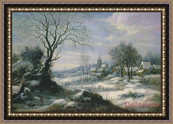 Daniel van Heil Winter landscape Framed Painting