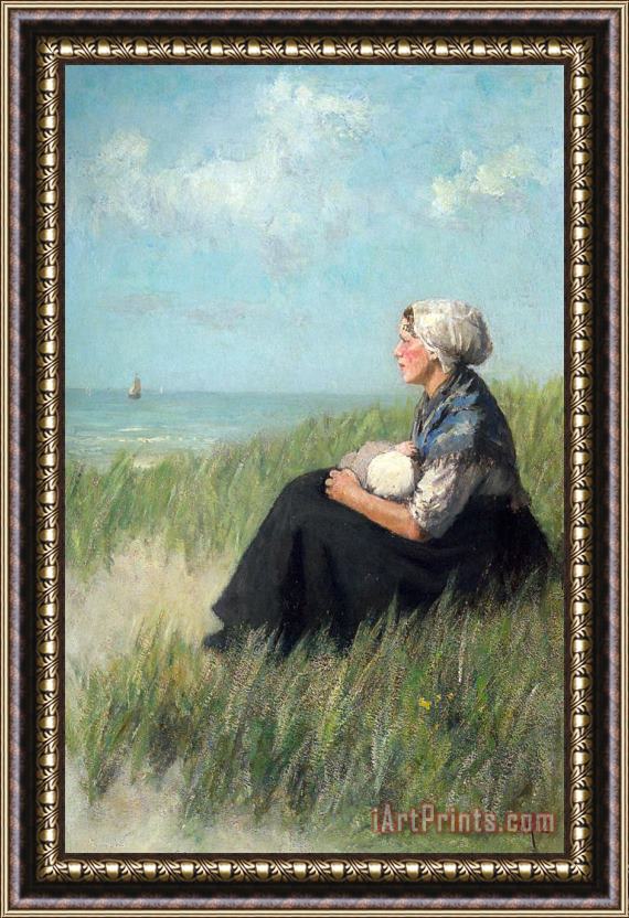 David Adolf Constant Artz Mother And Child in The Dunes Framed Painting