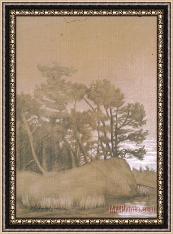 David Hardy Preliminary Landscape Drawing Framed Painting