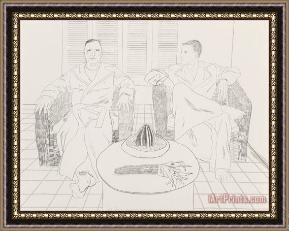 David Hockney Christopher Ischewood And Don Bacardy, 1976 Framed Painting