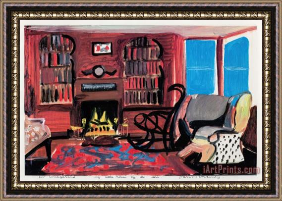 David Hockney My Little House at The Sea, 1989 Framed Painting