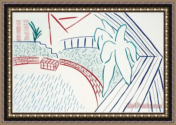 David Hockney My Pool And Terrace, 1983 Framed Painting