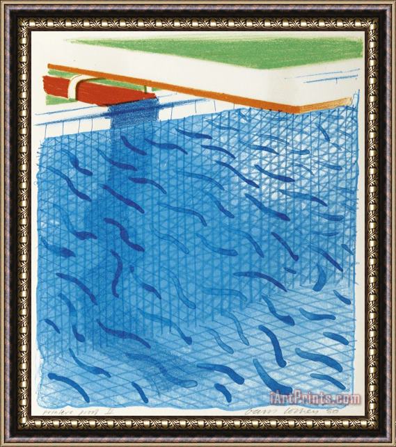 David Hockney Pool Made of Paper And Blue Ink for Book, 1980 Framed Painting