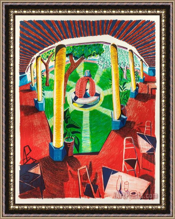 David Hockney View of Hotel Well Iii, 1984 Framed Print