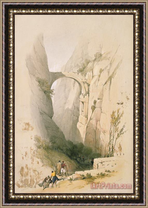 David Roberts Triumphal Arch Crossing The Ravine Leading To Petra Framed Print