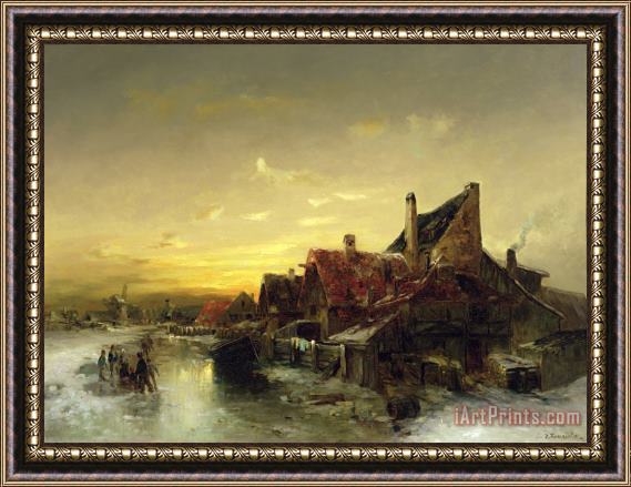 Desire Tomassin Children Playing On The Ice Framed Print