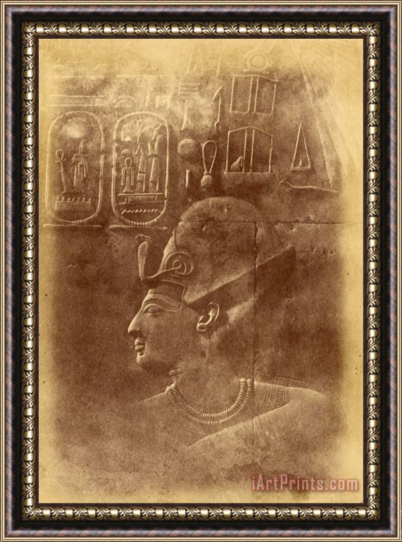 Despoineta (close Up of The Sculpture a Pharaoh's Head) Framed Painting