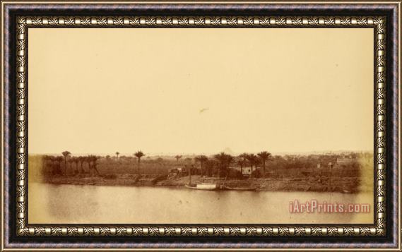 Despoineta Banks of The Nile with Palm Trees And Boat Framed Painting