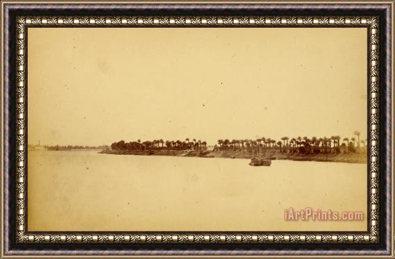 Despoineta Banks of The Nile with Palm Trees And Boats 2 Framed Print