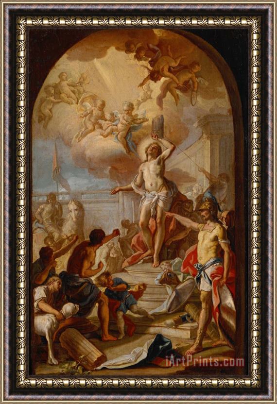 Diana, Giacinto The Martyrdom of St. Sebastian Framed Painting