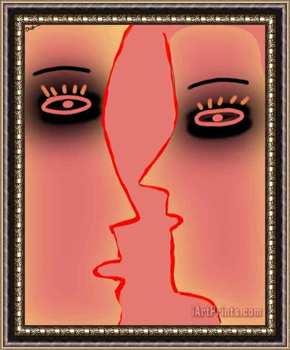 Diana Ong Black Eye Pink Face Framed Painting