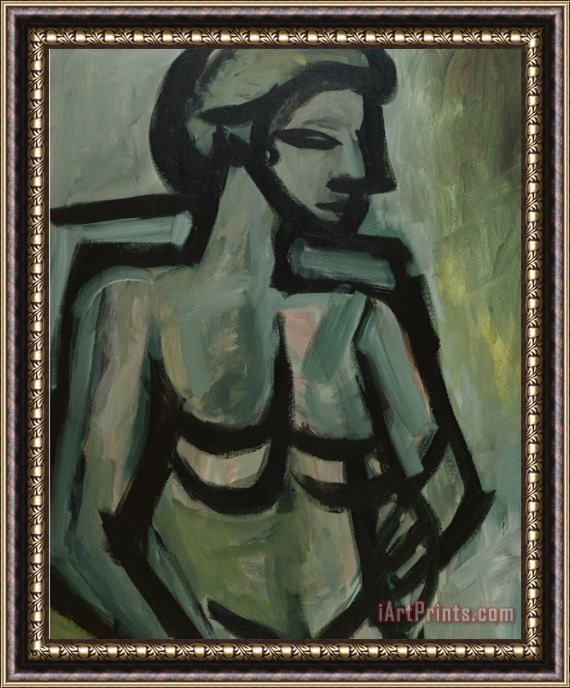 Diana Ong Portrait in Green Framed Painting